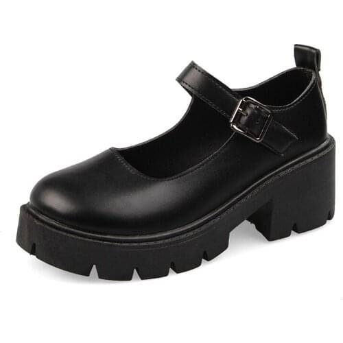 2021 New Ladies Sandals Thick-soled Increased Mary Jane Single Shoes Jk Japanese Uniforms Sponge Cake Retro Leather Shoes