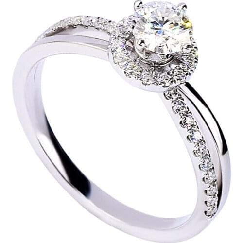 Cute Split Diamond Ring Real 925 Sterling Silver Rings Women Luxury Jewelry Couple Wedding Exquisite Engagement Romantic Party