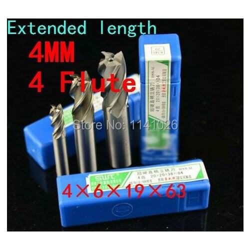 10 pcs/set 4mm four 4 Flute HSS & Extended Aluminium End Mill Cutter CNC Bit Milling Machinery tools Cutting tools.Lathe Tool