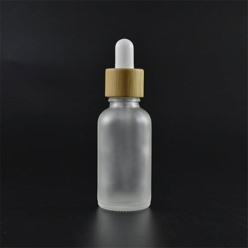 330pcs*30ml Clear Frosted black ,white, purple ,orange essential oil e liquid Bamboo wood lid glass dropper bottle