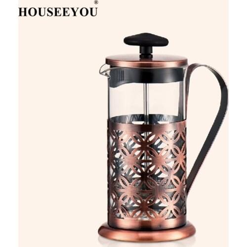 350/600ML Stainless Steel Manual Coffee Maker Vintage French Press Moka Coffee Pot Brewer Teapot Filter Percolator Tool