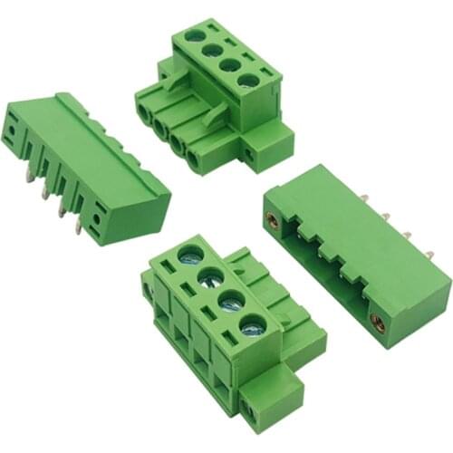 5sets 5.08mm Pluggable PCB Screw Terminal Block Connector 5.08 2/3/4/5/6/7/8P Male/Female Straight Curved Needle Whit Flange