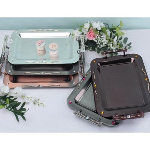 50cmx30cm fashion metal Serving Trays bandeja decorativa vintage table tray cutlery organizer FT018