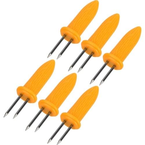 6Pcs/Set Stainless Steel Corn Holder Forks BBQ ToolsMulti-function Barbecue Supplies Kitchen Tools