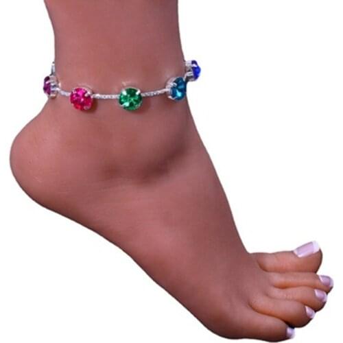 Bohemia Rhinestone Multicolor Ankle Chain Bracelet Foot Jewelry for Women Luxury Crystal Link Foot Chain Ankle Foot Accessories