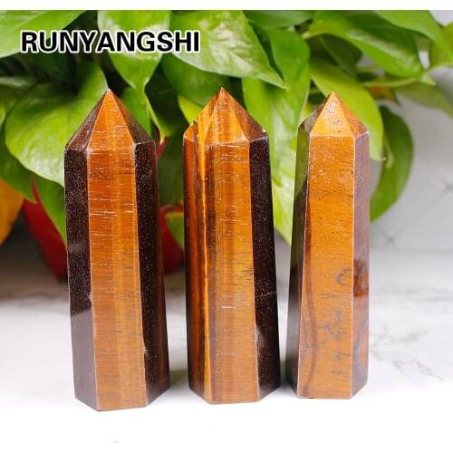 Big Size 1PC Natural Yellow Tiger Eye Crystal Wand Quartz Repair Stone Accessories for Home Decor