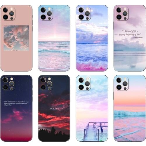 Black tpu case for iphone 5 5s se 2020 6 6s 7 8 plus x 10 XR XS 11 12 mini pro MAX back cover sky sweet pink cloud great art