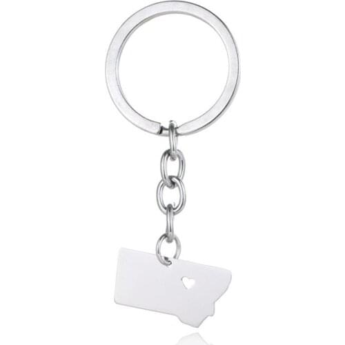 Elfin Montana Map Key Chain MT Map 304 Stainless Steel Bag Car Keychain Key Ring For Women Men Map Memorial Gift Jewellery