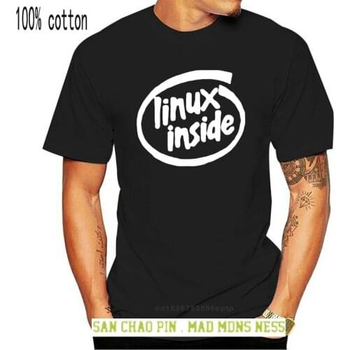 Linux Inside Left Chest Logo Computer Geek Nerd Cool T-Shirts Men 2020 Summer Fashion O Neck Hip Hop Short Sleeve T-Shirt