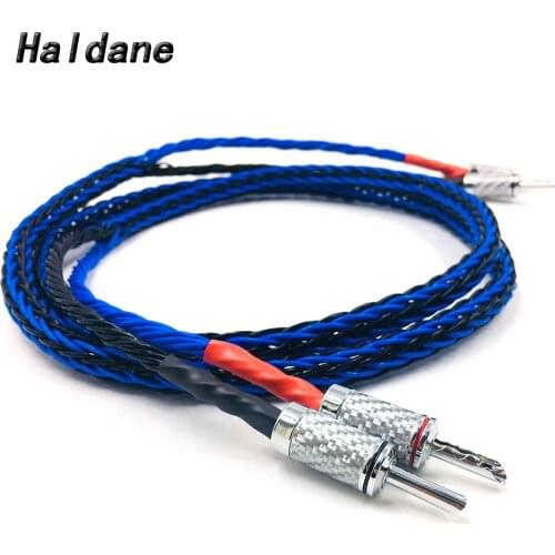 Haldane Pair HIFI 8Cores 7N Pure Copper Speaker Audio Wire Cable Loudspeaker Cable with carbon fiber 2 Banana to 2 Banana Plug