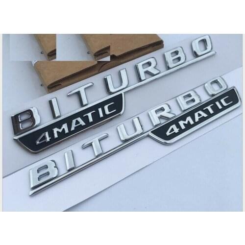 Chrome Fender Letters BITURBO 4MATIC Emblems Badges for Mercedes 2017