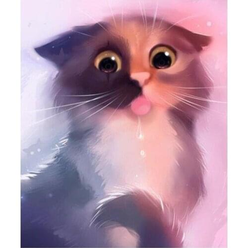 Round/Square Diy 5D Cartoon Animal Cat Mosaic Home Decoration Embroidery Pattern Embroidery Diamond Painting Handmade FH693