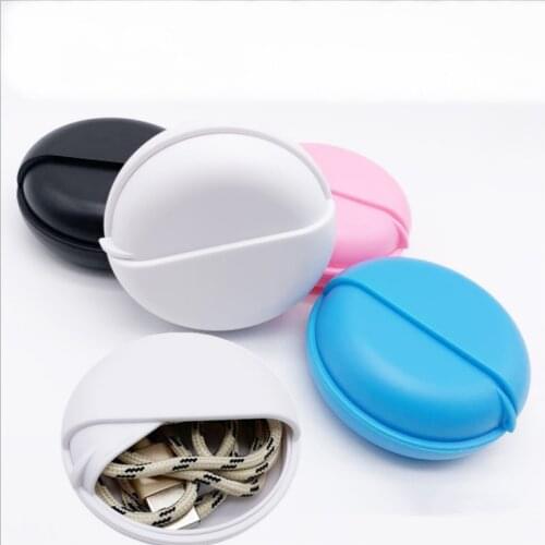 Round Earphone Wire Organizer Box Data Line Cables Storage Case Plastic Container Jewelry Headphone Protect with Rotating Cover