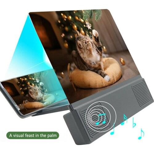 12 inch 3D Mobile Phone Screen Magnifier with Bluetooth Speaker HD Magnifying Glass Stand for Video Screen Enlarged Phone Holder