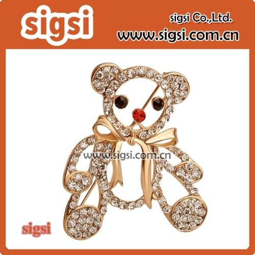 Fashion new bear rhinestone plapel pin rhinestone crystal bow brooch pin fine coat pin brooch