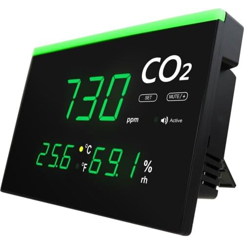 Indoor Air Quality Monitor Real-time CO2 Detector Carbon Dioxide Temperature Humidity Level LED Screen & Visual Color Warning
