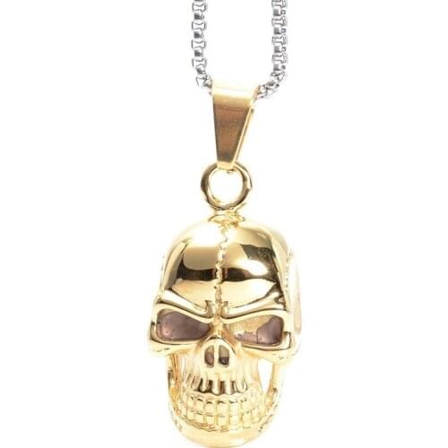 Punk Unisexs Heavy Mens Women Gold 316L Stainless Steel Skull Pendant