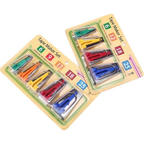 INNE Sewing Accessories Bias Tape Makers - 5 Size 6MM 9MM 12MM 18MM 25MM Binding Tools Kit Supply Useful Household