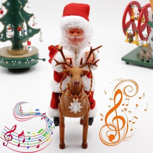 Christmas Decorations for Home Creative and Interesting Electric Christmas Doll Santa Claus Childrens Toy Riding A Deer Navidad