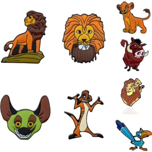 Lion King Simba Brooch Metal Enamel pin Cartoon Animal pins Brooches for Women Men Children Collection brooch Jewelry Gifts