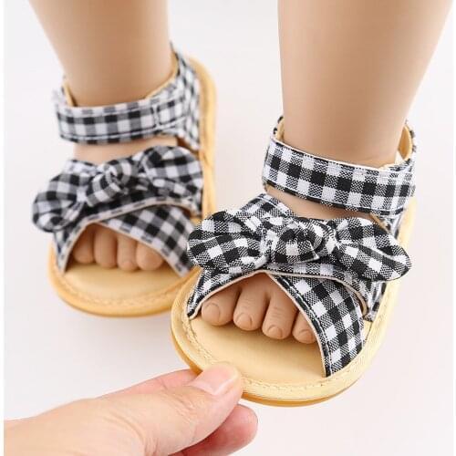 2021 New Baby Summer Sandals Infant Boys Girls Plaid Sandals Comfortable Non-slip Rubber Sole Flat Shoes Toddler First Walkers