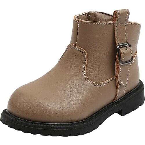 CMSOLO Boots Shoes Winter New Classic Shoes Kids Flat Heels Material Leather Soft Toddlers Baby Girls Boots Plush Boots Shoes