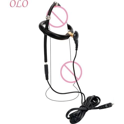 OLO Electro Shock Sex Toys For Men Gay Silicone Stimulate Penis Glans Ring Adult Product Electrical Conductive