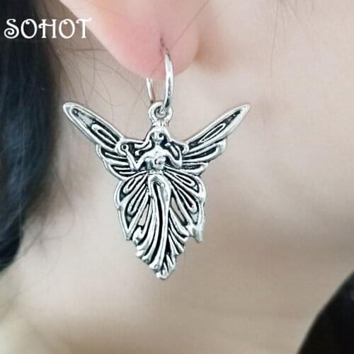 SOHOT Cute Angel Girl Pendant Women Hoop Earrings Chic Silver Color European Brand Popular Female Retro Jewelry Bincos
