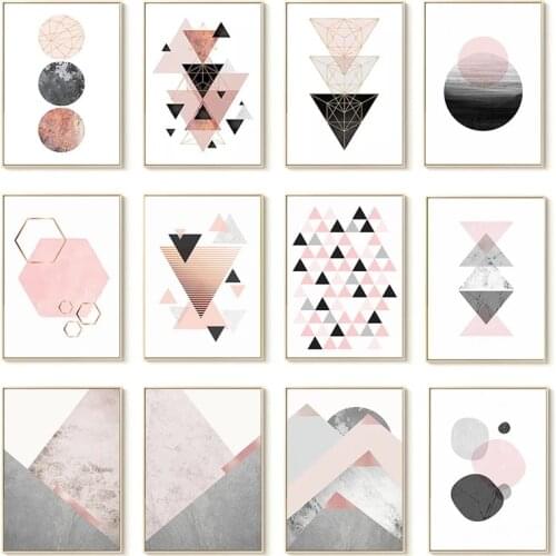 Nordic Minimalist Pink Geometric Art Abstract Graphic Canvas Painting Home Living Room Cuadros Decoration Poster Wall Pictures