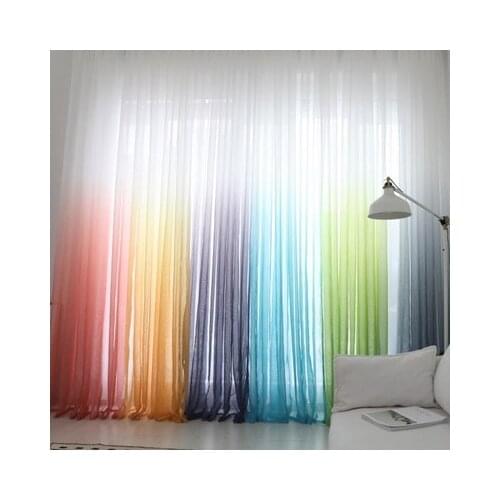 Modern gradient color window tulle curtains for living room bedroom organza voile curtains Hotel Decoration blue Sheer curtains