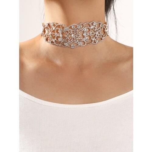 Stillgirl One Piece Vintage Crystal Flower Choker Necklace for Women Charms Simple Rhinestone Chains Female Gift Fashion Jewelry