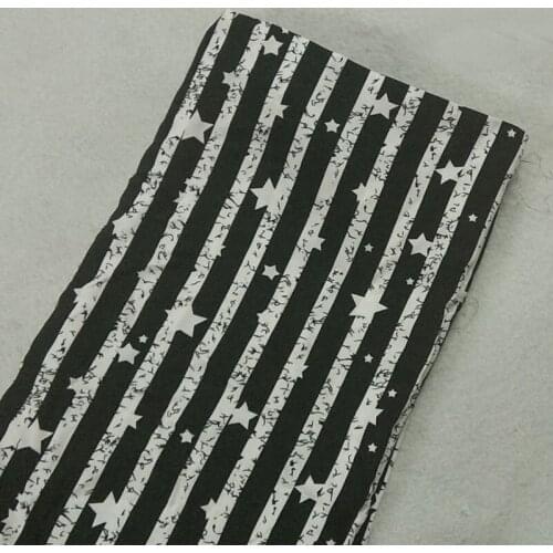One Meter 140cm Width Black Stripe Fivestar Rayon Fabric Viscose Soft Smooth Fabric For Shirt Baby Cloth Dress pajamas