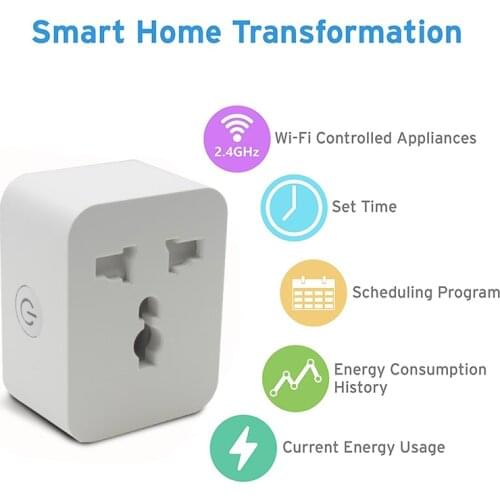 Tuya WiFi Smart Plug WiFi+Bluetooth-compatible Timing US Pin Switch Plug Conversion Timer Smart Socket For Alexa Google Home