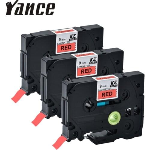 3Pcs TZe Label Tape Tze-421 Tz-421 Compatible For Brother label maker machine printer 9mm black on red label maker tape