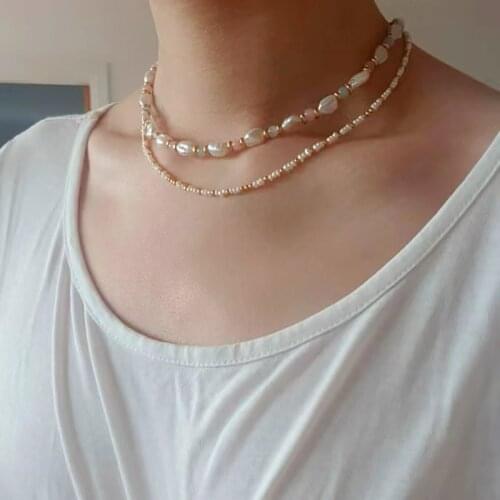 Bohemian Trendy Natural Pearl Necklace Irregular Freshwater Pearl Colored Stone Creative Design collares de moda 2021 Gift