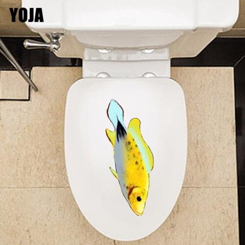 YOJA 24.9*9.4CM Seafloor Fish Living Room Home Decor Toilet Decal Wall Sticker T3-1021