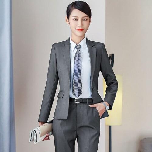 Fashion Women Suit Office Lady Work Uniform Business Pant Suits Blazer & Pants Formal Sets Interview Jacket Trousers Plus Size