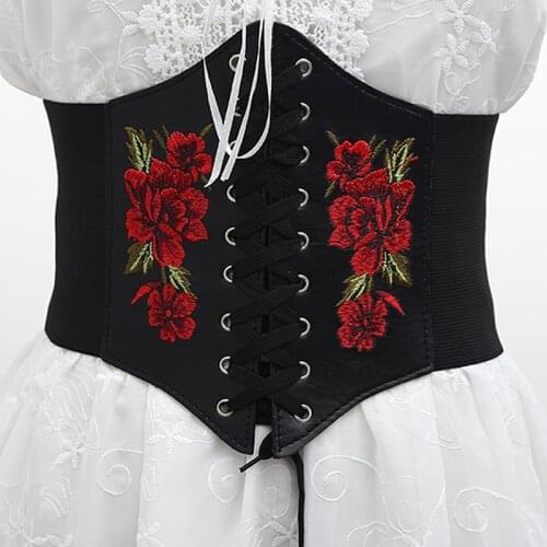 Fashion Women Wide Waist Belt Lady Stretch Buckle Corset Waistband Corset Elastic PU Leather Tie Bowknot Female Girdle
