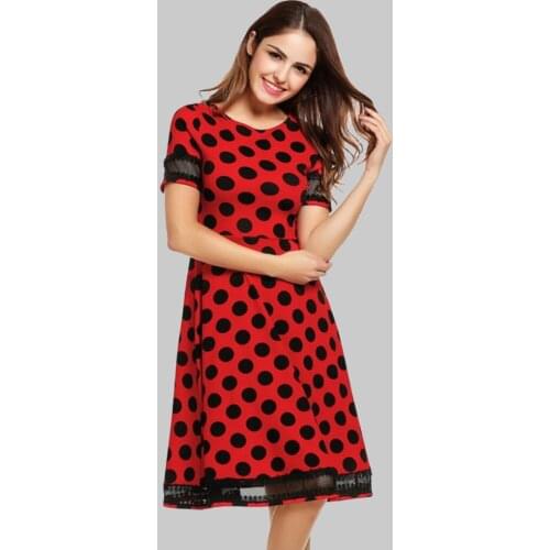 Women vintage dresses summer elegant party dress dot black mesh polka short sleeve o neck 1950s plus Swing Pinup Retro dresses