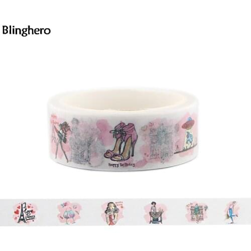 10pcs/set Blinghero Meet in Paris 15mmX5m Washi Tape Cartoon Masking Tape Label Adhesive Tape Decorative Stationery Tapes BH0007