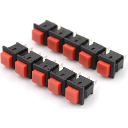 10pcs/lot Wholesale Square Head Switches 125VAC 1A Red Square SPST NonLocking Reset/Self-locking Push Button Switch