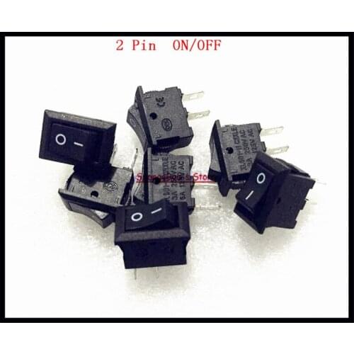 100pcs/Lot 2 Pin ON/OFF I/O 10*15MM SPST Snap in Mini Boat Rocker Switch 3A 250VAC 6A 125VAC