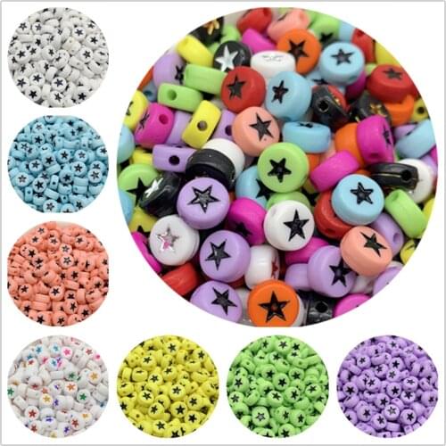 100pcs/Lot 7mm Star Beads Oval Shape Acrylic Spaced Beads For Jewelry Making DIY Charms Bracelet Necklac