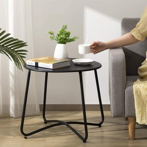 1x Rust-proof Iron Small Round Table Sofa Bedside Table Coffee Table Modern Solid Color Courtyard Balcony Outdoor Coffee Table