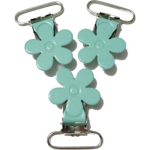 25pcs #34 Turquoise Color Plum Blossom Flower Suspender Clips