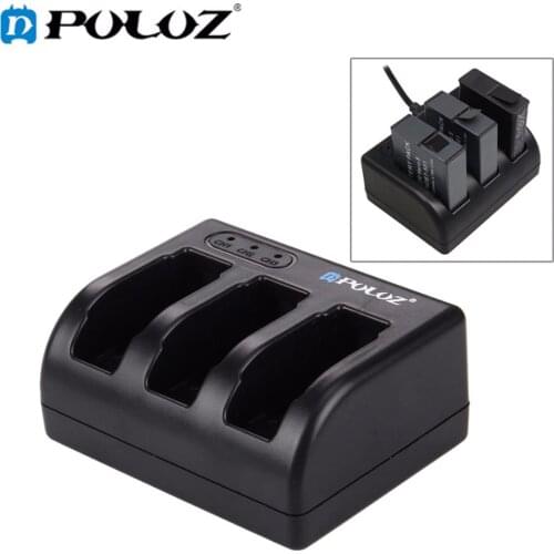 PULUZ 3-channel Battery Charger with Micro USB Port & USB Type-C Port & LED Indicator Light for GoPro HERO6/5 AHDBT-501