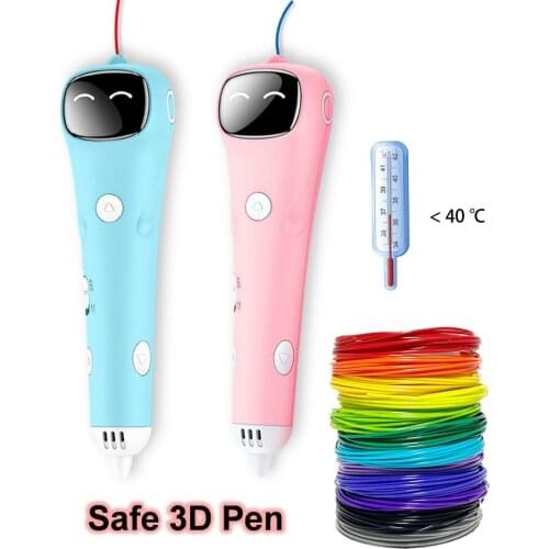 3D Pen Low Temperature Anti-Scald 3D Printing Pen 20 Kinds of Color PCL Filament Creative Gift Safe 3D Pen Educational Toys