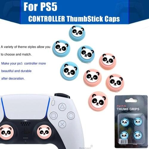 4pcs Soft Feeling Panda Silicone Cap For PS5 Controller Accessories Buttons Mushroom Rocker Cap Thumb Stick Grips Cover