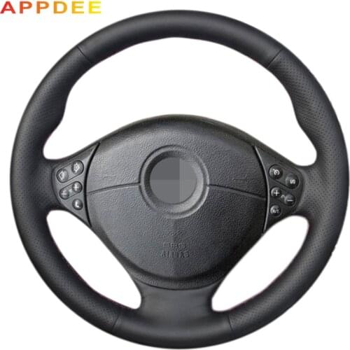 APPDEE Black Genuine Leather Car Steering Wheel Cover for BMW E39 5 Series 1999-2003 E46 3 Series 1999-2005 E53 X5 E36 Z3
