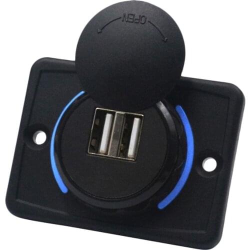 Car Dual Black ABS Charger 12V USB Port Charger Socket Waterproof Car-Charger Phone Pad Electrics For Ships Yachts RVs Buses New